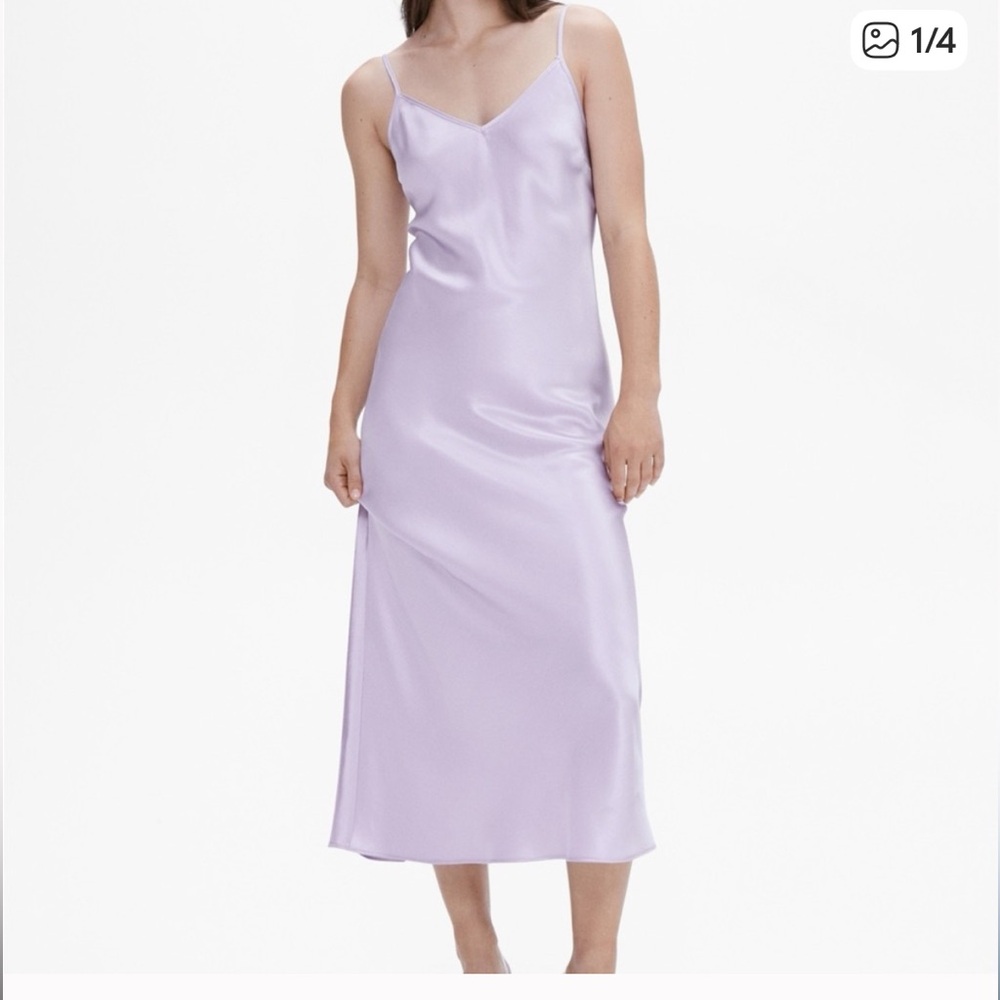 Mango Women's Light Purple Satin Midi Dress